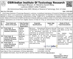 CSIR IITR Lucknow Junior Stenographer Recruitment 2025